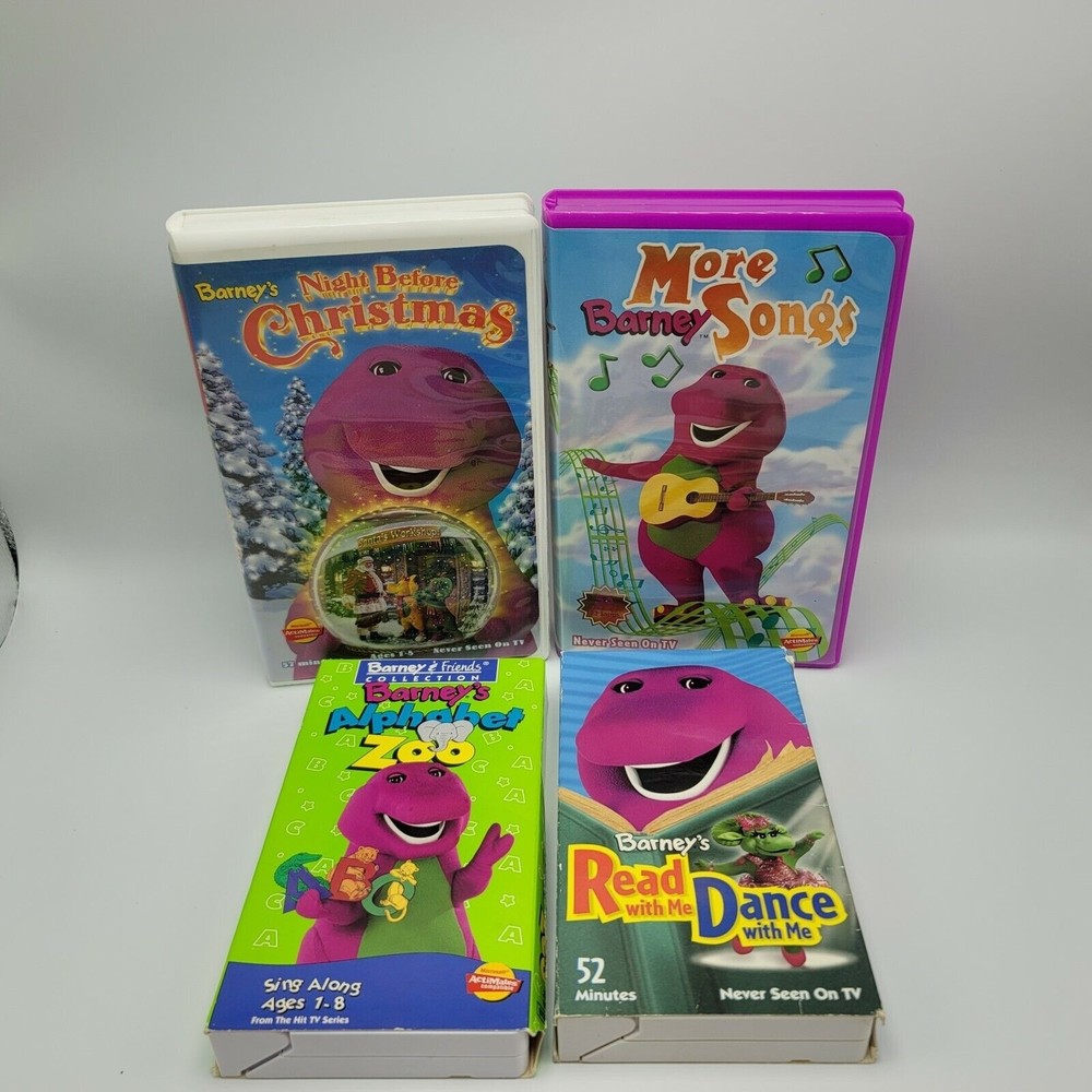 Barney VHS Night Before Christmas Alphabet Zoo Read Dance More Song Lot 4 Tested